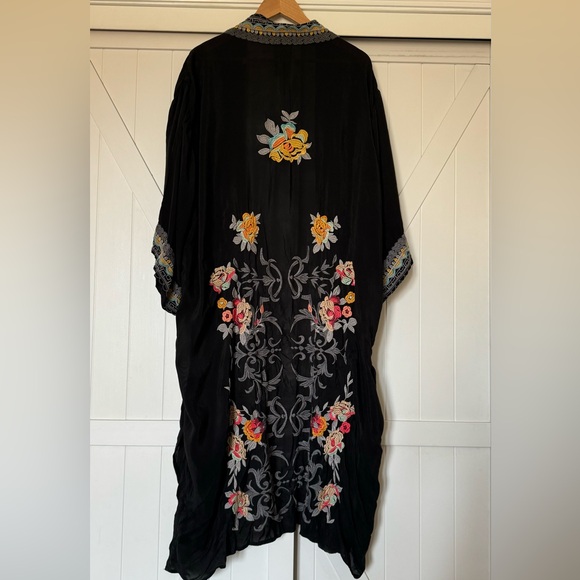 Johnny Was Mayflower Kimono Duster long sheer black embroidered plus sized XXL - Picture 6 of 9